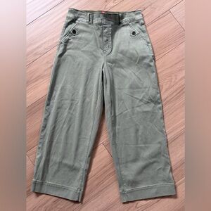 Spanx Stretch Twill Olive Wide Leg Crop Pants Medium